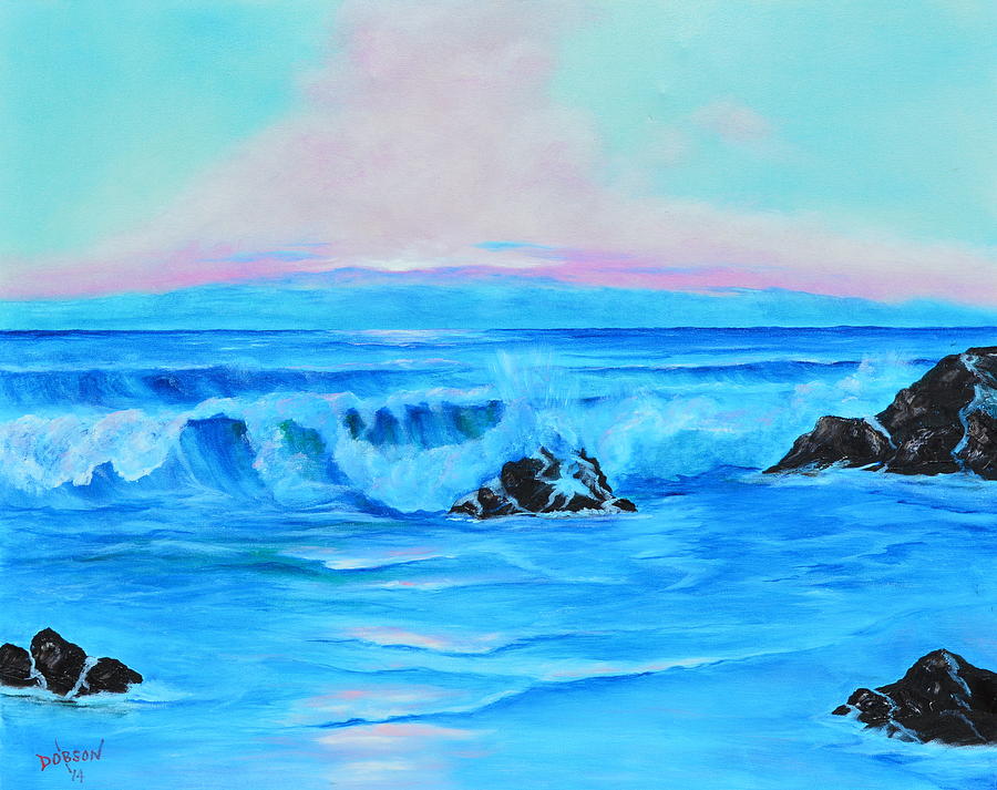 Surf At Sunset  Painting by Lloyd Dobson
