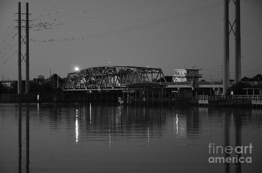 Surf City Bridge In Black and White Photograph by Bob Sample
