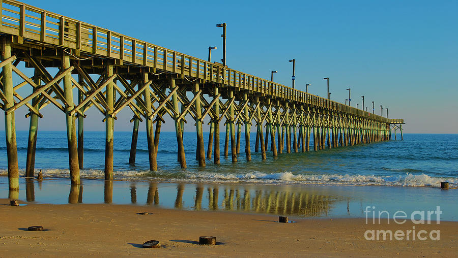 Surf City Pier Reflections Panorama Photograph by Bob Sample