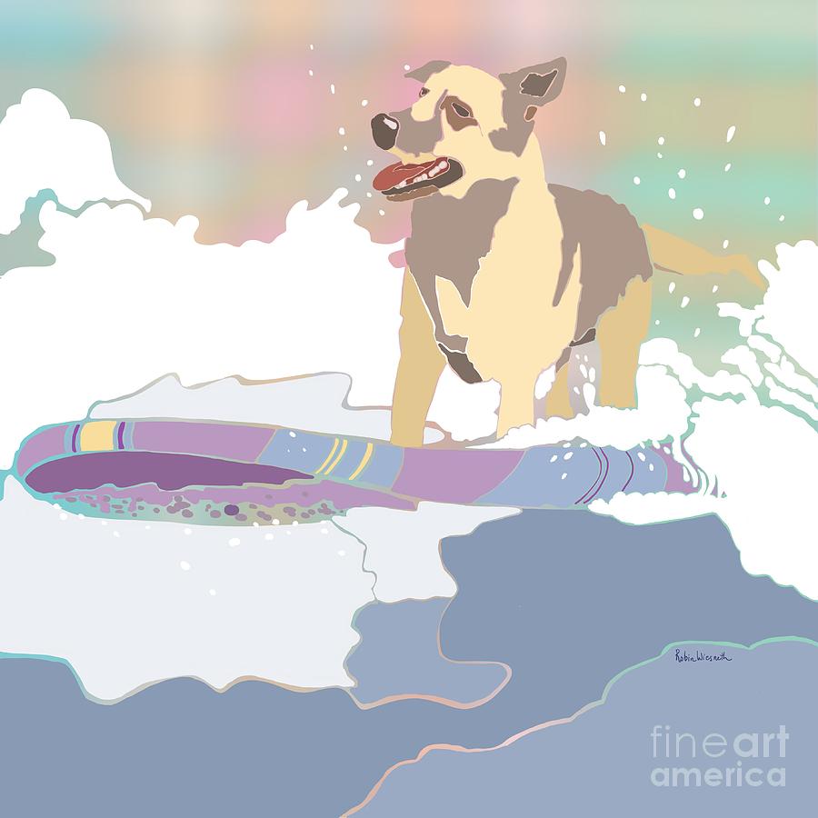Surf Doggy Painting by Robin Wiesneth