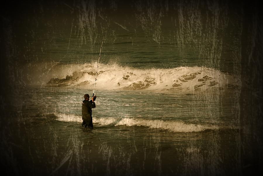 Beach Photograph - Surf Fisherman - Jersey Shore by Angie Tirado