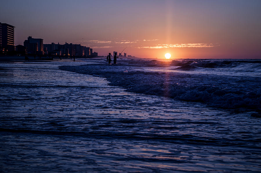 Surf Fishing at Sunrise Photograph by David Smith