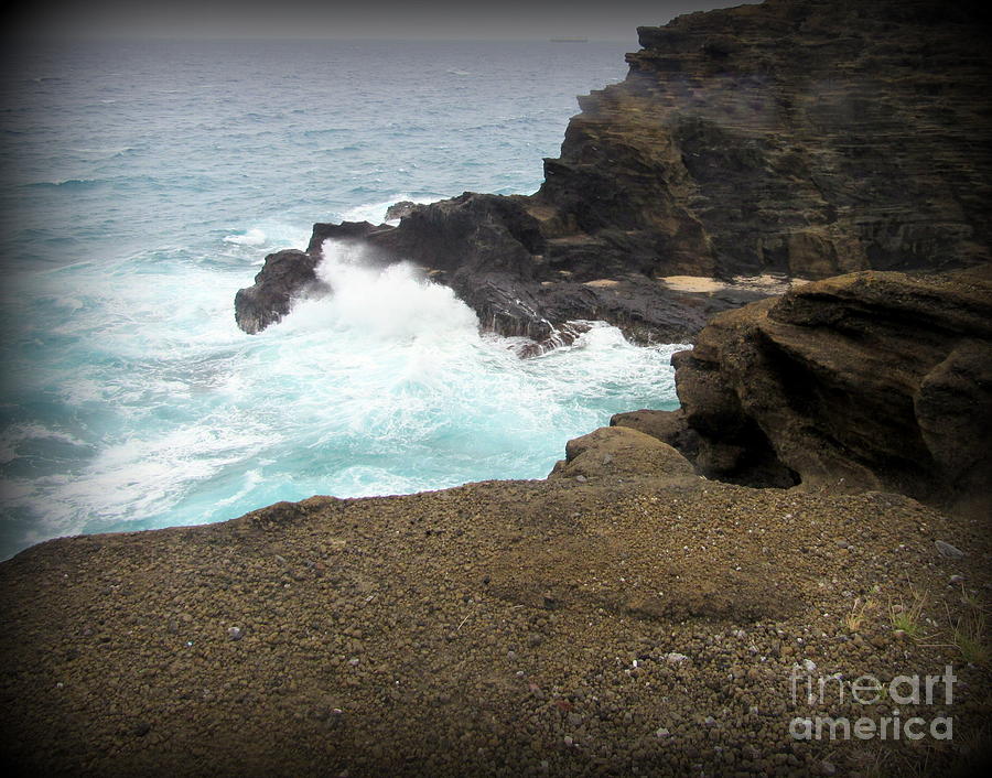 Oahu Photograph - Surf near Diamond Head by Joy Patzner Oahu Photograph - Surf near Diamond Head by Joy Patzner