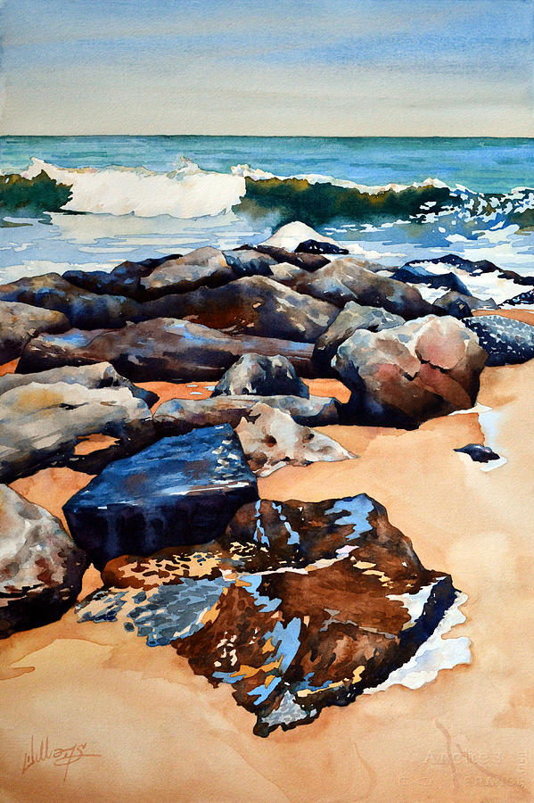 Surf on the Jetty Painting by Mick Williams