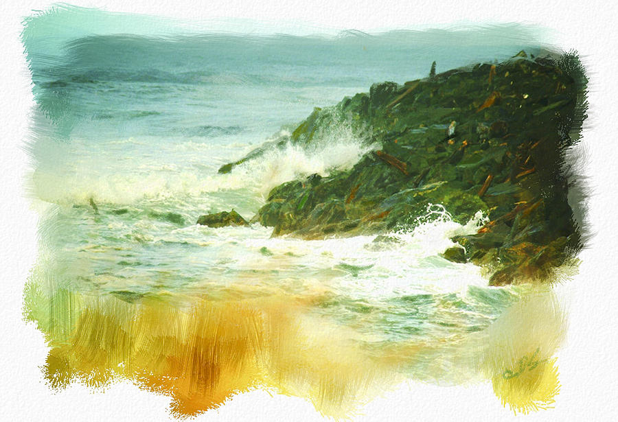 Surf on the Rocks Digital Art by Dale Stillman