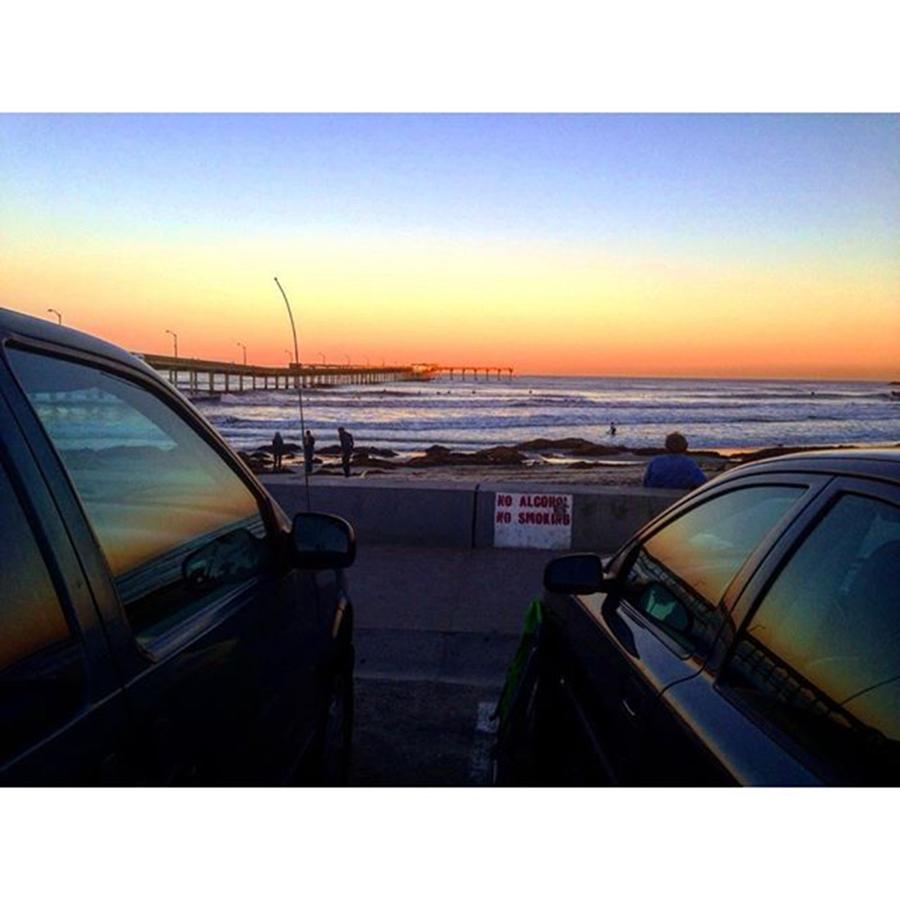 Sunset Photograph - Surf Report: Clean , Glassy, 3-5 Ft by Caroline B