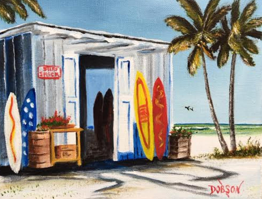 Surf Shack At The Beach Painting by Lloyd Dobson