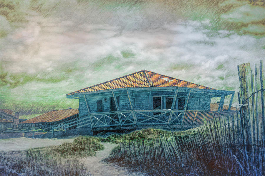 Surf Shack in the Dunes Painting Photograph by Debra and Dave Vanderlaan