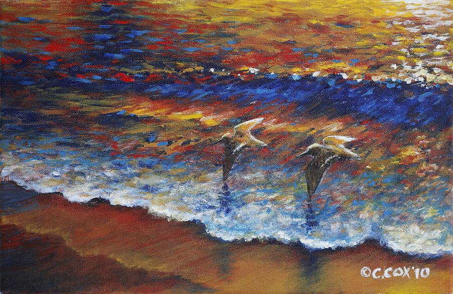Sunset Painting - Surfbirds by Christopher Cox