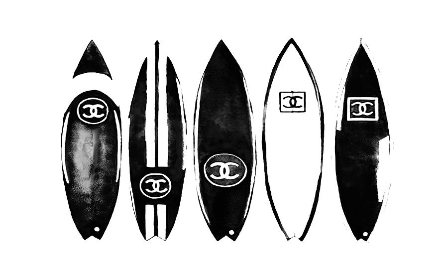 Surfboard Chanel 5 Painting by Del Art