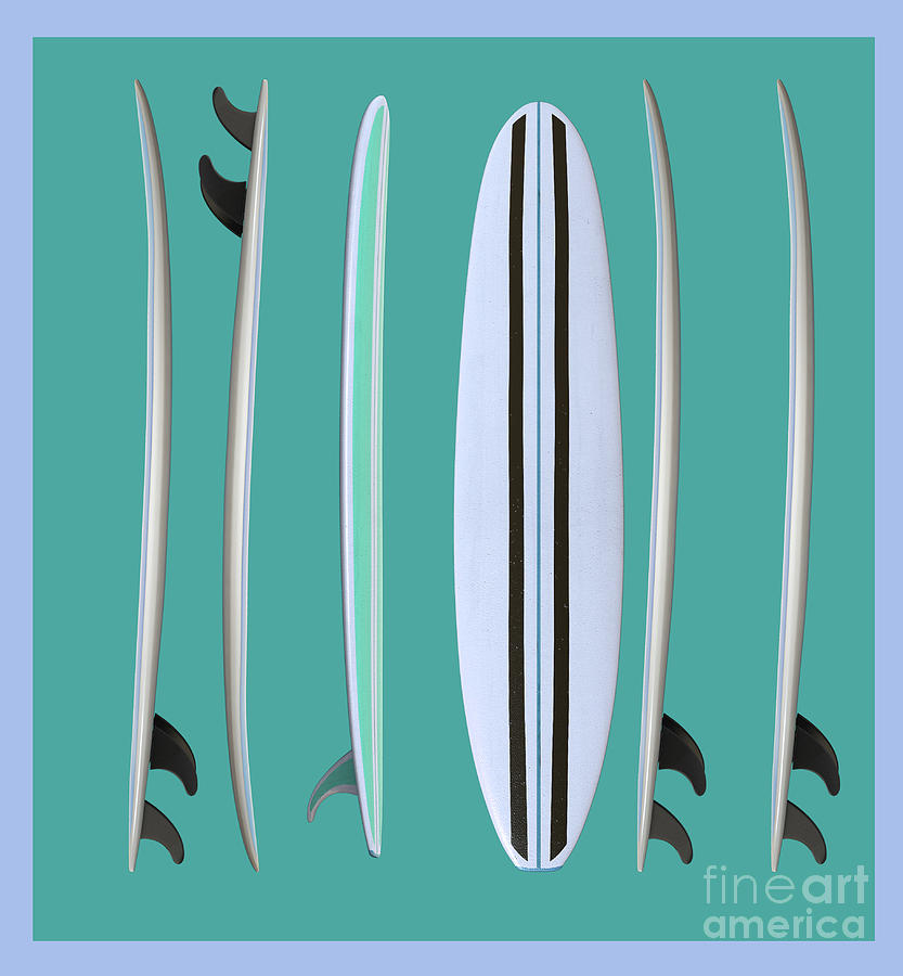 Surfboards Blue Square Digital Art by Edward Fielding