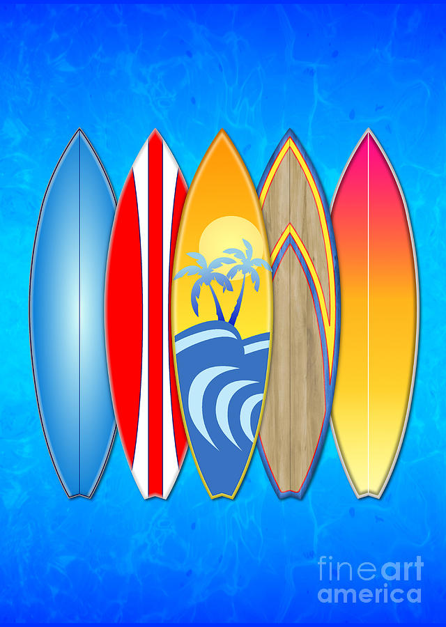 Beach Digital Art - Surfboards by Chris MacDonald