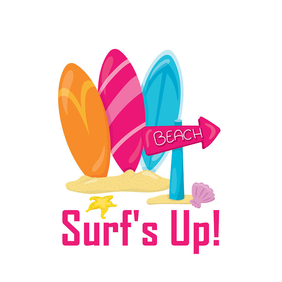 Surfer Art - Surfs Up To The Beach With Surfboards Digital Art by KayeCee Spain