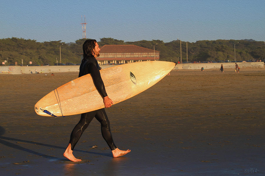 Surfer at Ocean Beach Photograph by Bonnie Follett