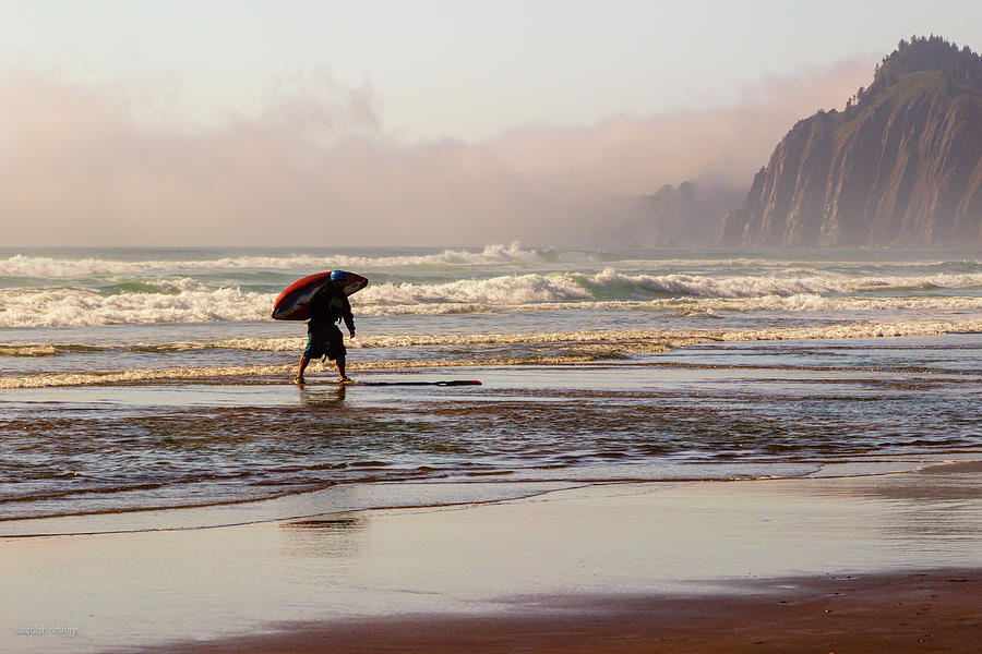 Surfer at Oregon Beach Photograph by Aashish Vaidya
