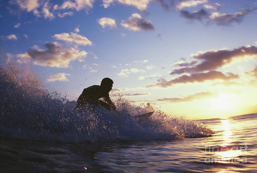 Sunset Photograph - Surfer At Sunset by Bob Abraham - Printscapes