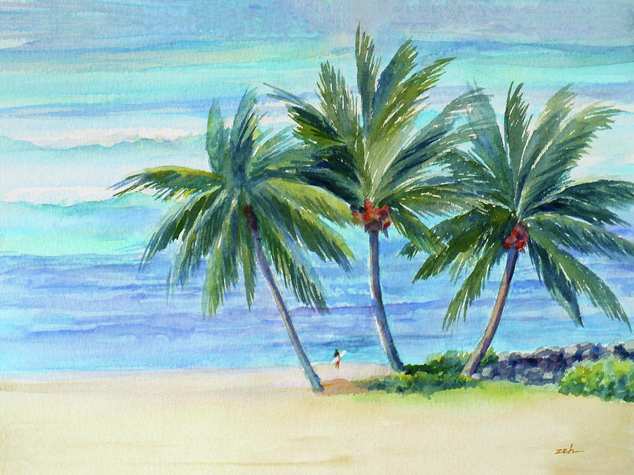 Surfer at Waikiki Painting by Janet Zeh