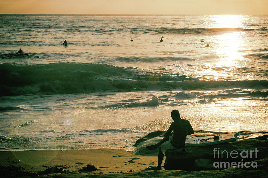 Surfer Boy Sunset Photograph by Becqi Sherman Surfer Boy Sunset Photograph by Becqi Sherman