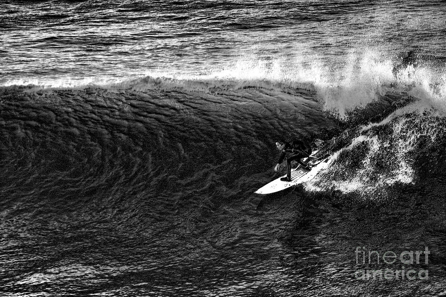 Black And White Photograph - Surfer Charcoal by Chuck Kuhn