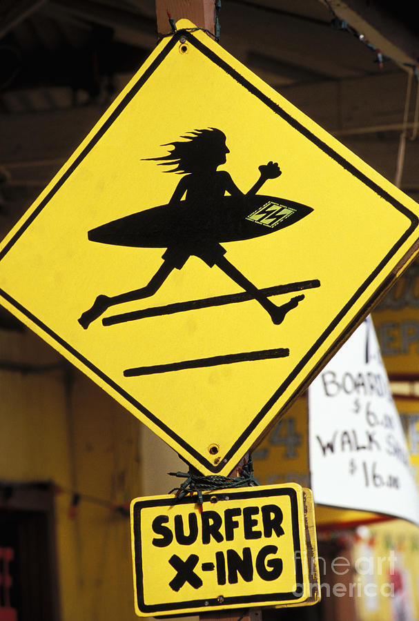Surfer crossing sign Photograph by Joe Carini - Printscapes - Pixels