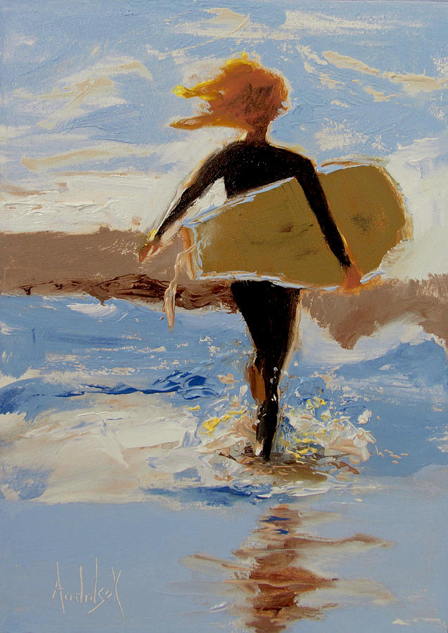 Surfer Girl Painting by Barbara Andolsek