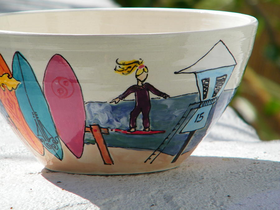 Surfer Girl Ceramic Art by Lisa Dunn
