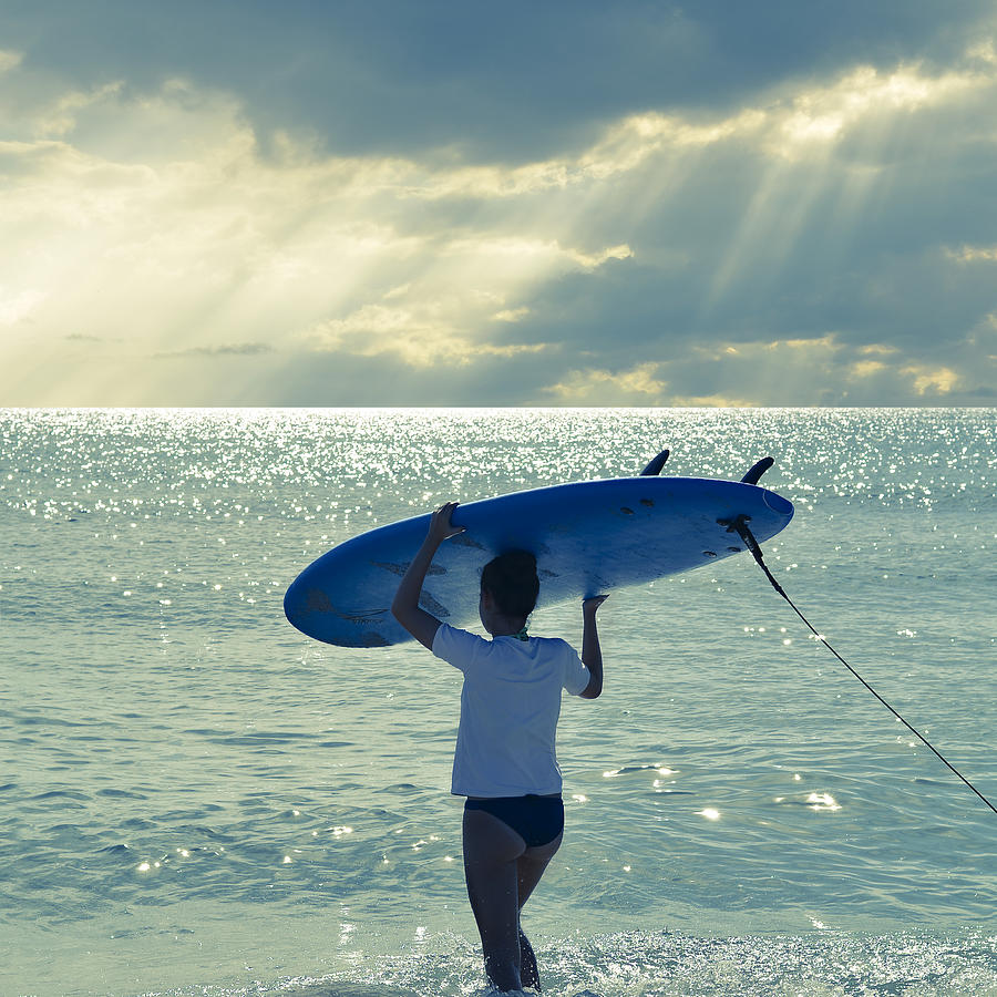 Surfer Girl Square Photograph by Laura Fasulo