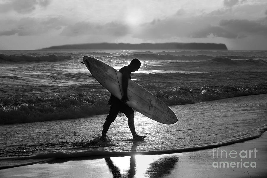 Sunset Photograph - Surfer Heading Home by Catherine Sherman