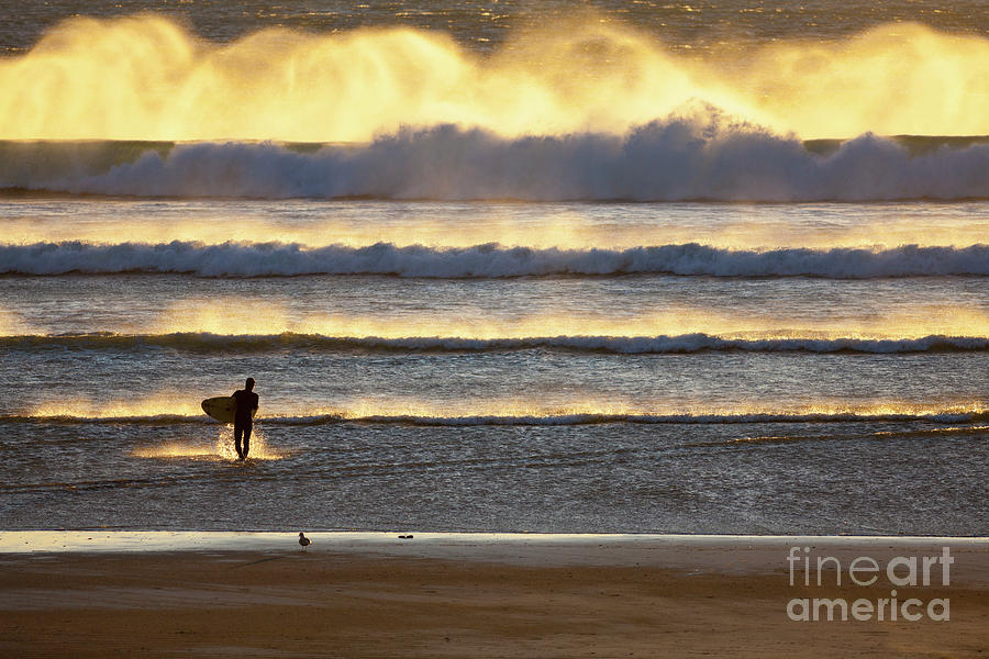 Surfer Photograph - Surfer Heads into the Waves and Mist by Sharon Foelz Surfer Photograph - Surfer Heads into the Waves and Mist by Sharon Foelz