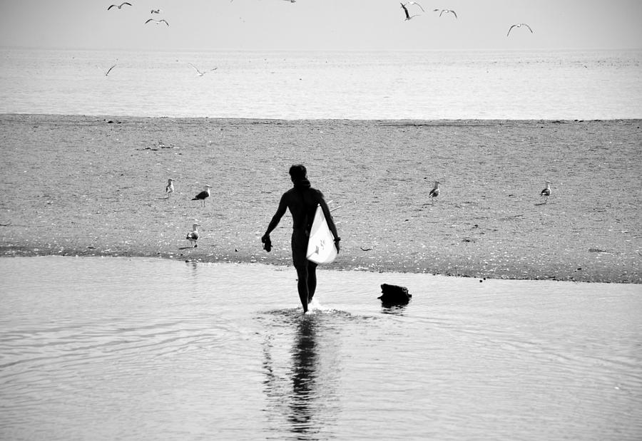 Black And White Photograph - Surfer in Silhouette by Antonia Citrino