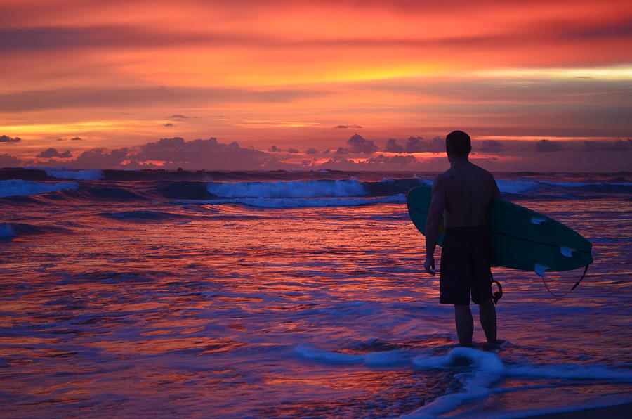 Surfer Sunset Costa Rica Photograph by Art Atkins