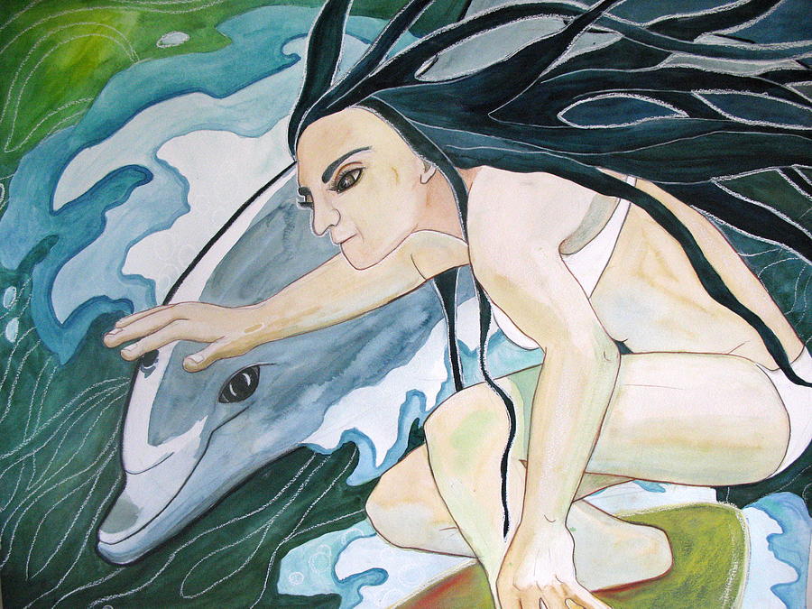 Dolphin Painting - Surfers by Kimberly Kirk