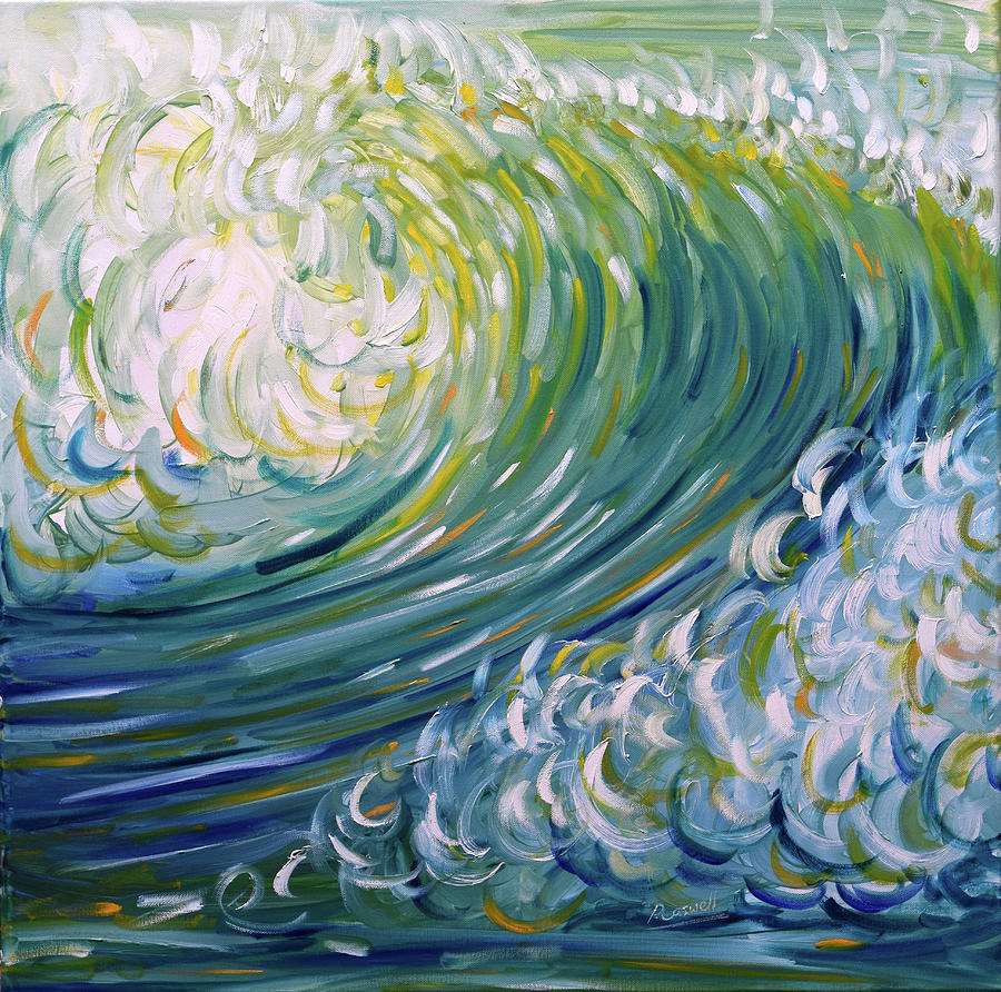 Surfers Wave Painting by Pete Caswell