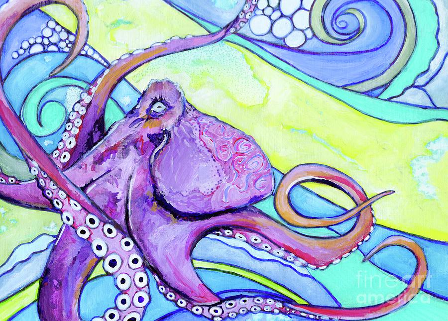 Beach Painting - Surfin Octopus by Anne Seay