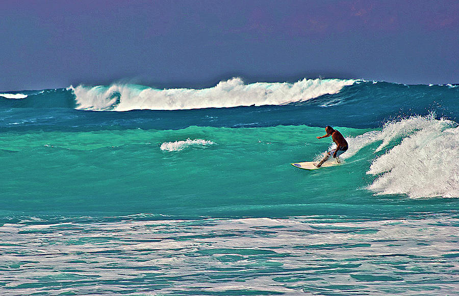 Surfing at Anaehoomalu Bay 2 Photograph by Bette Phelan