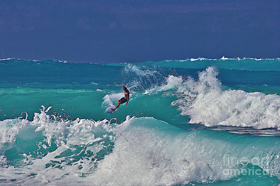 Surfing at Anaehoomalu Bay Photograph by Bette Phelan