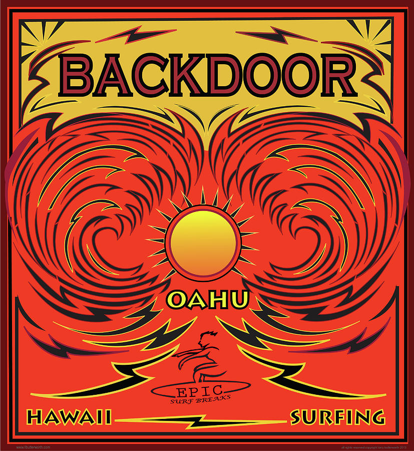 Surfing Backdoor Oahu Hawaii Digital Art