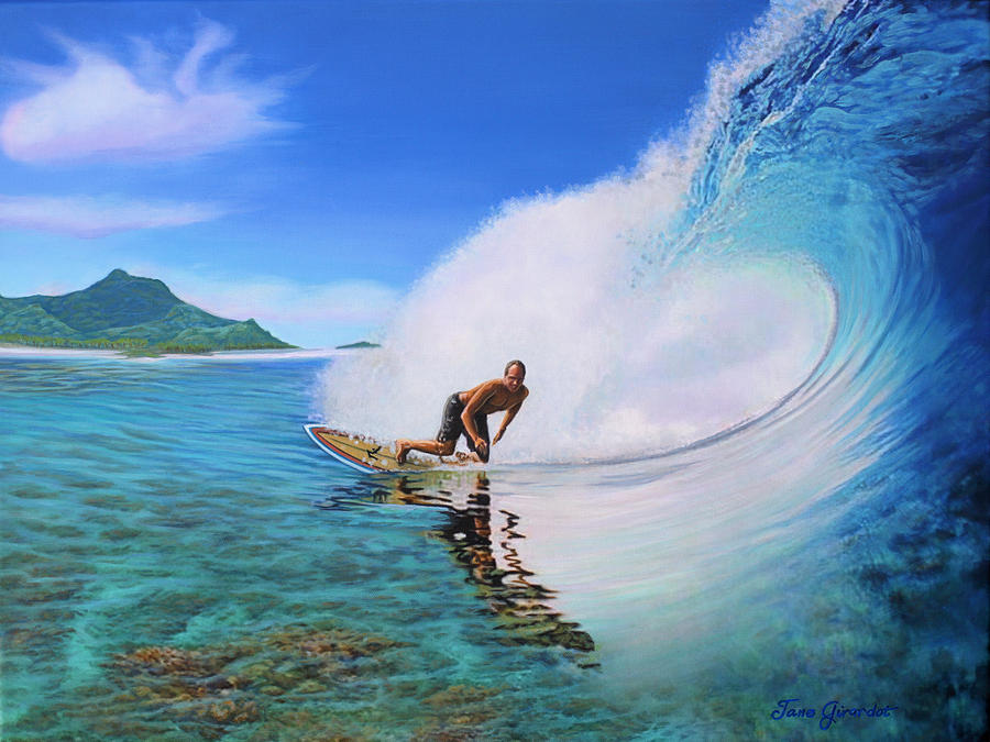 Surfing Dan Painting by Jane Girardot