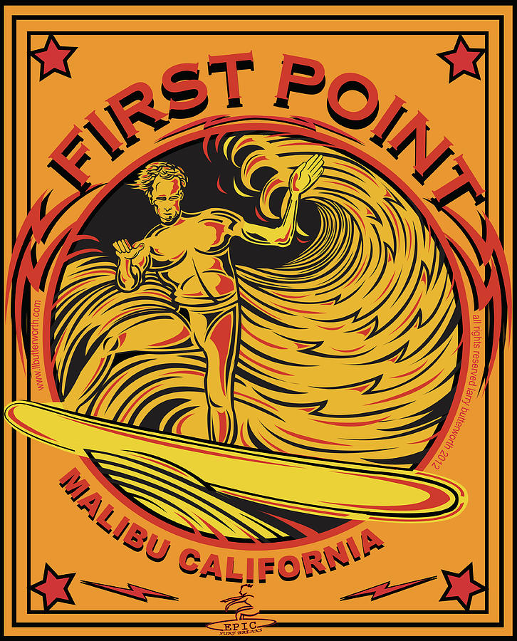 Surfing First Point Malibu California Digital Art