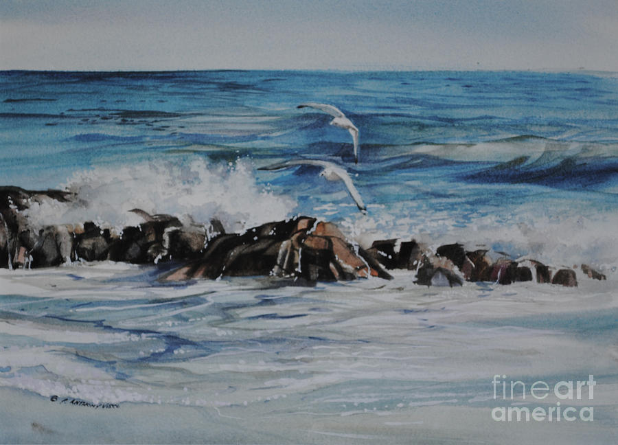 Seascape Painting - Surfing for Food by P Anthony Visco