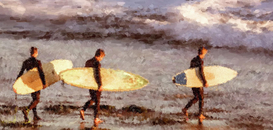 Surfing Painting by Gary Grayson