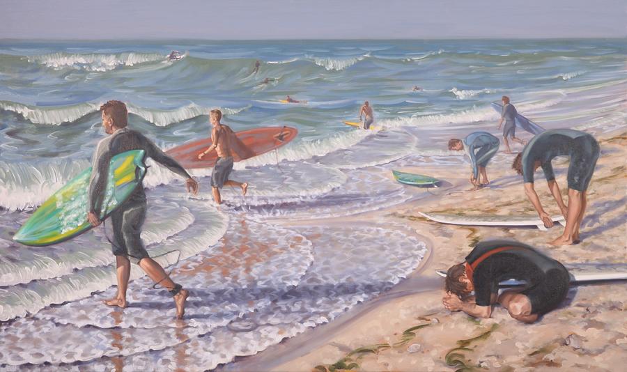 Surfing Painting by Gary M Long
