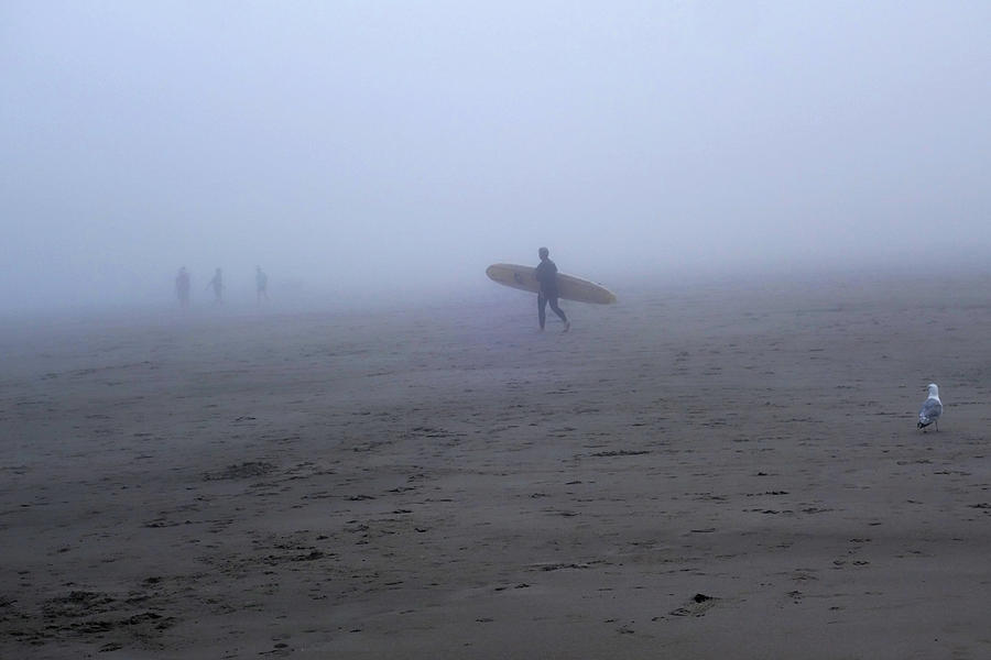 Surfing into the fog Good Harbor Beach Gloucester MA Photograph by Toby McGuire