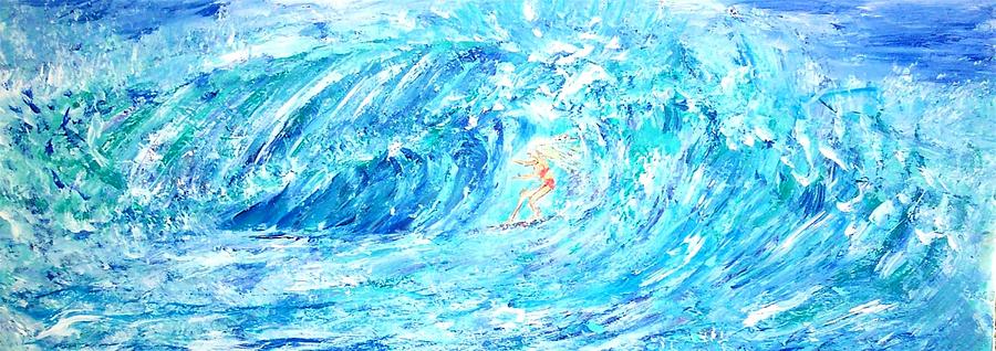 Surfing Painting by Mary Sedici