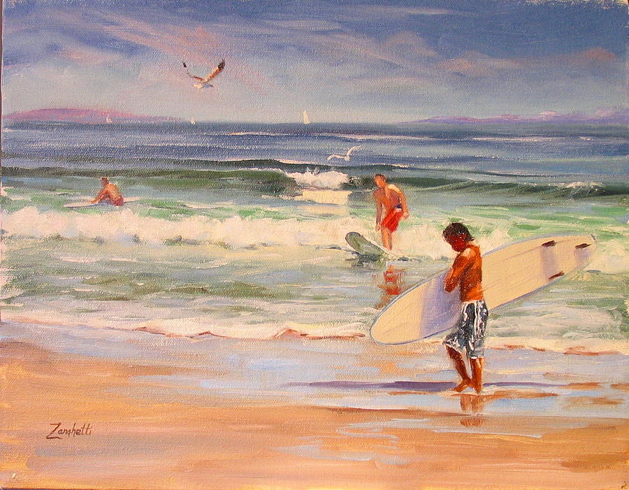 Summer Painting - Surfing Nantasket by Laura Lee Zanghetti