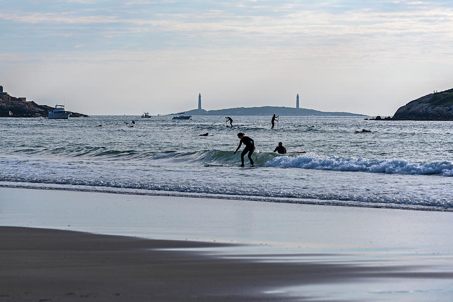 Surfing on Good Harbor Beach Gloucester MA Catching a Wave Photograph by Toby McGuire