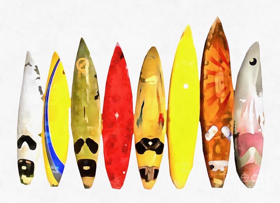 Surfing Painting Digital Art by Edward Fielding