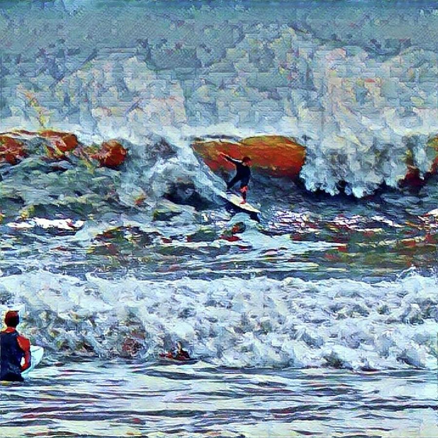 Surfing Rockaway Beach Digital Art by Rita Tortorelli