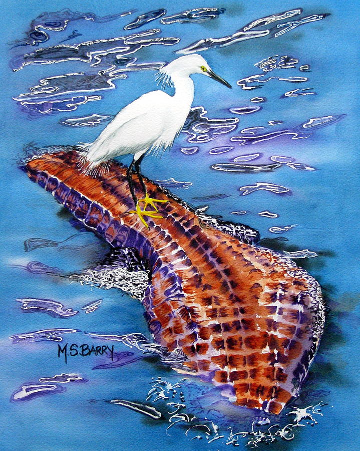 Surfing the Gator Painting by Maria Barry