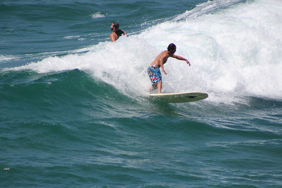 Surfing The White Wave at Huntington Beach Photograph by Colleen Cornelius